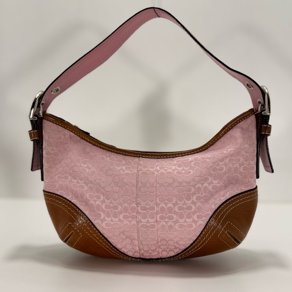 COACH VINTAGE Y2K Hobo Pink and Brown Women's Bag Signature Canvas Leather - Picture 5 of 11
